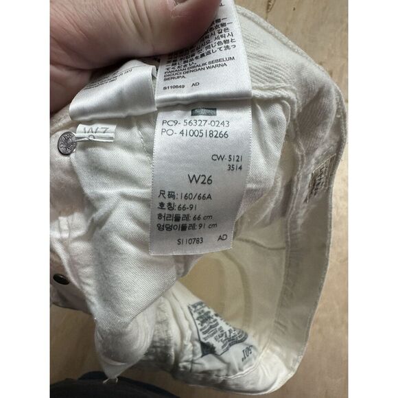 Levi’s 501 Button Fly Off White Jean Shorts W26 Cut Offs - Picture 5 of 6